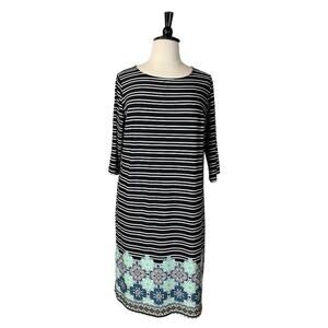 CJ Banks Shift Dress 3/4 Sleeves Pullover Stripes Stretch Women’s Size 1X Plus
